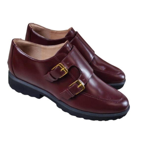 Cole Haan Women's Greenwich Monk Strap Loafers Ox Blood Size 7B - Picture 1 of 10